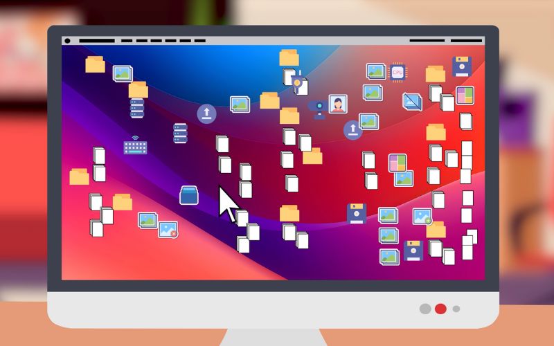 cluttered files on a desktop computer